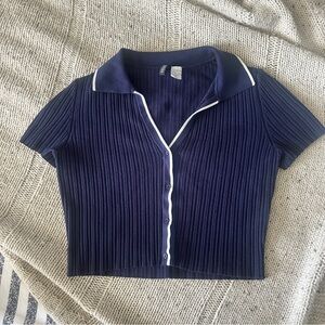Button down collared crop top